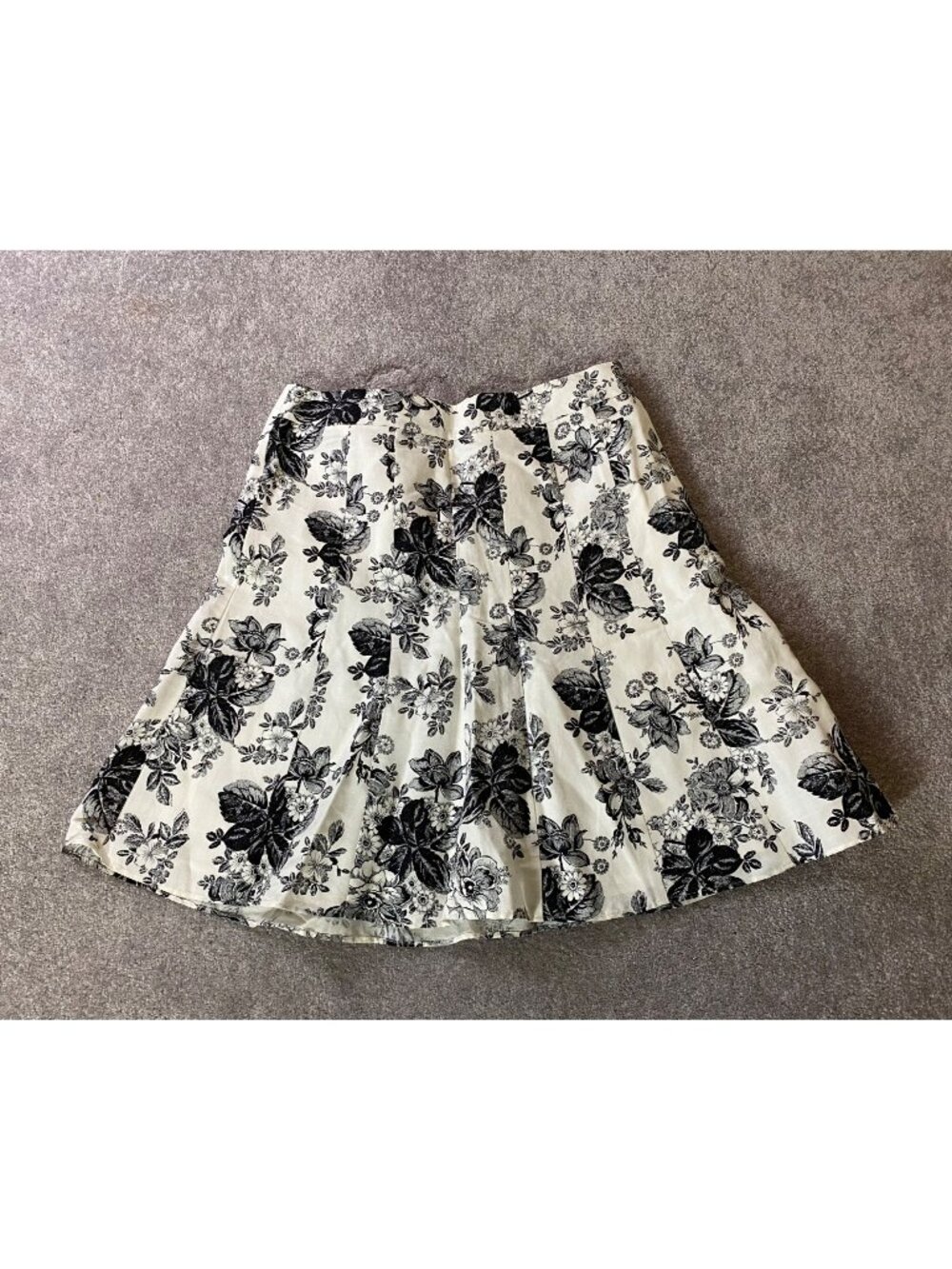 Ann Taylor Loft Petites Black & White Floral A-Line Skirt Linen Blend 14P